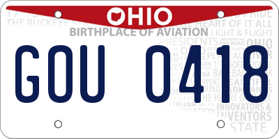 OH license plate GOU0418