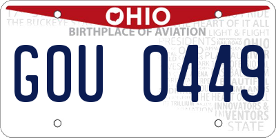 OH license plate GOU0449