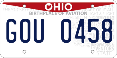 OH license plate GOU0458
