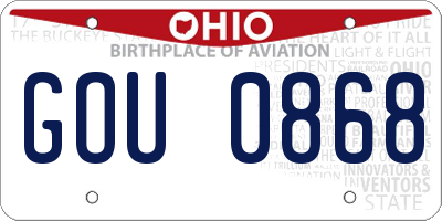 OH license plate GOU0868