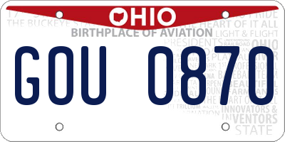 OH license plate GOU0870