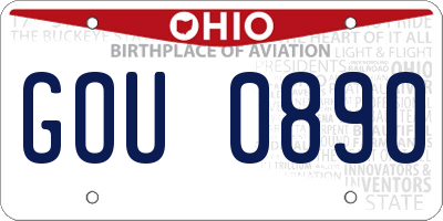 OH license plate GOU0890