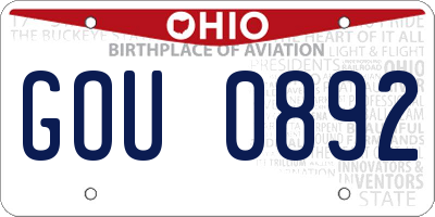 OH license plate GOU0892
