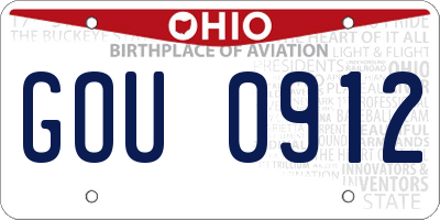 OH license plate GOU0912