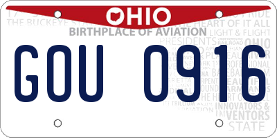 OH license plate GOU0916