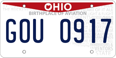 OH license plate GOU0917