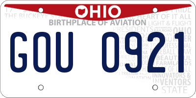 OH license plate GOU0921