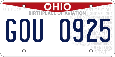 OH license plate GOU0925
