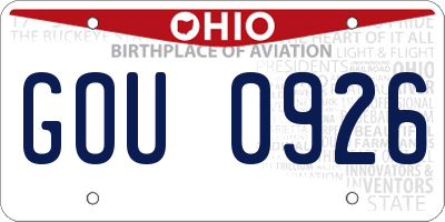 OH license plate GOU0926