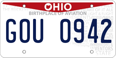 OH license plate GOU0942