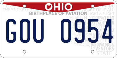 OH license plate GOU0954