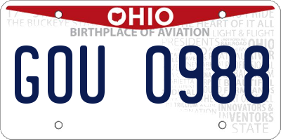 OH license plate GOU0988