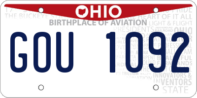 OH license plate GOU1092