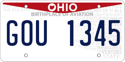 OH license plate GOU1345