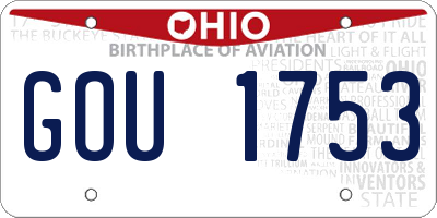 OH license plate GOU1753