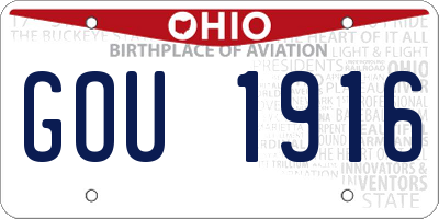 OH license plate GOU1916