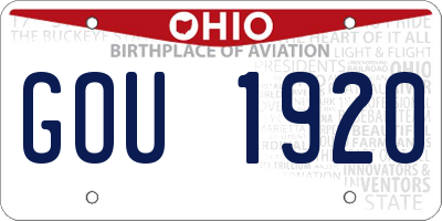 OH license plate GOU1920