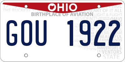 OH license plate GOU1922