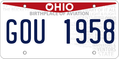 OH license plate GOU1958