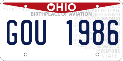 OH license plate GOU1986