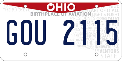 OH license plate GOU2115