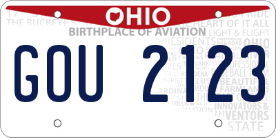 OH license plate GOU2123