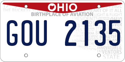OH license plate GOU2135