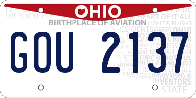 OH license plate GOU2137