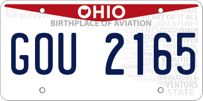 OH license plate GOU2165