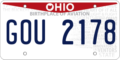 OH license plate GOU2178