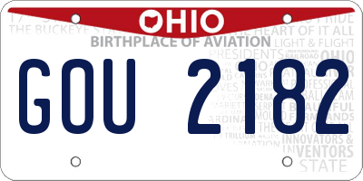 OH license plate GOU2182