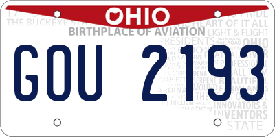 OH license plate GOU2193