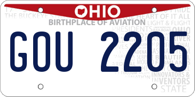 OH license plate GOU2205