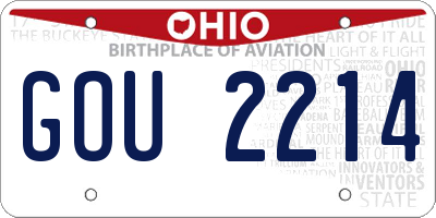 OH license plate GOU2214
