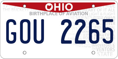 OH license plate GOU2265