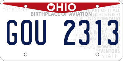 OH license plate GOU2313