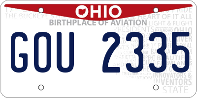 OH license plate GOU2335