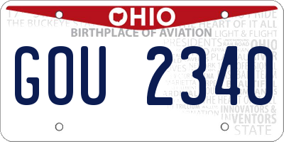OH license plate GOU2340