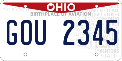 OH license plate GOU2345