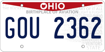 OH license plate GOU2362