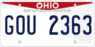 OH license plate GOU2363