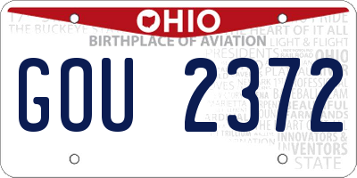 OH license plate GOU2372