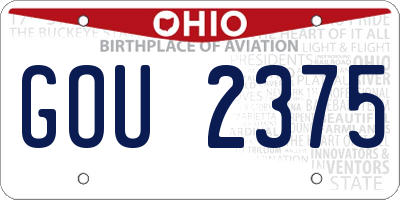 OH license plate GOU2375