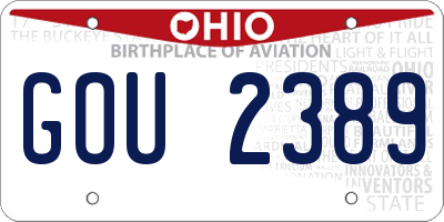 OH license plate GOU2389