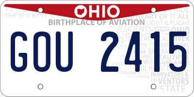 OH license plate GOU2415