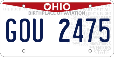 OH license plate GOU2475
