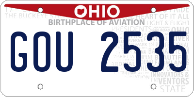 OH license plate GOU2535