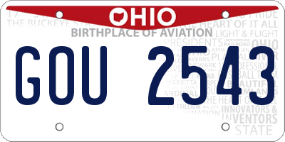OH license plate GOU2543