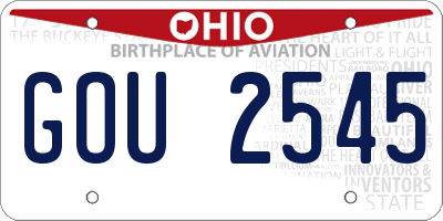 OH license plate GOU2545