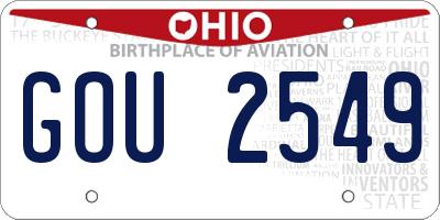 OH license plate GOU2549